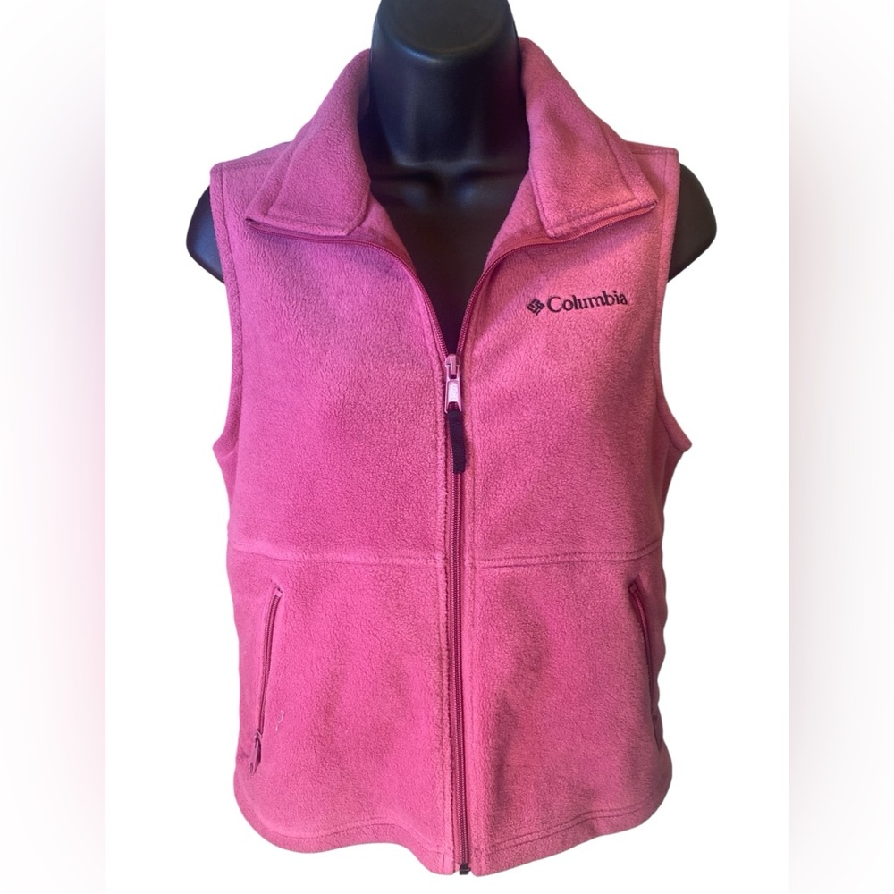Columbia Youth Pink Fleece Zip Vest Size 10/12 – Soft Warm Girls Outdoor Layer